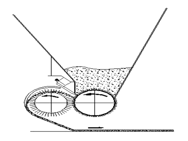 Rotating brush-off system for Granules